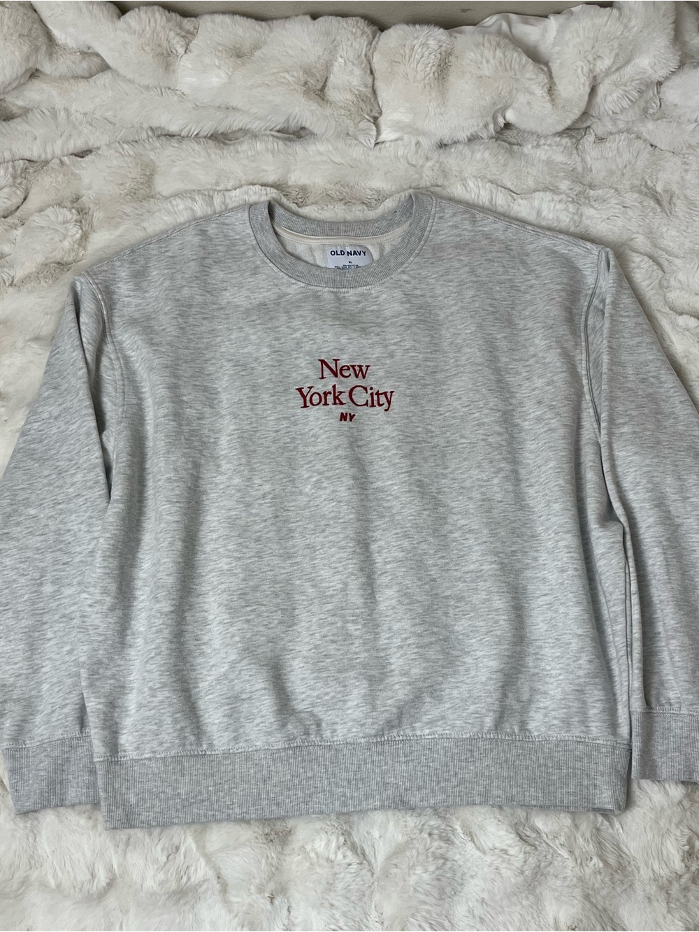 Old Navy Gray Crewneck Sweatshirt with Red "New York City" Embroidery